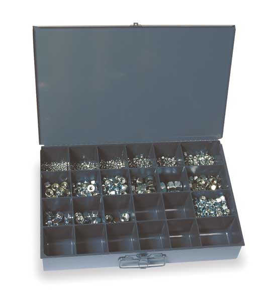 Zinc Plated Finish Steel Nylon Insert Hex Locknut Assortment, 930 pc.