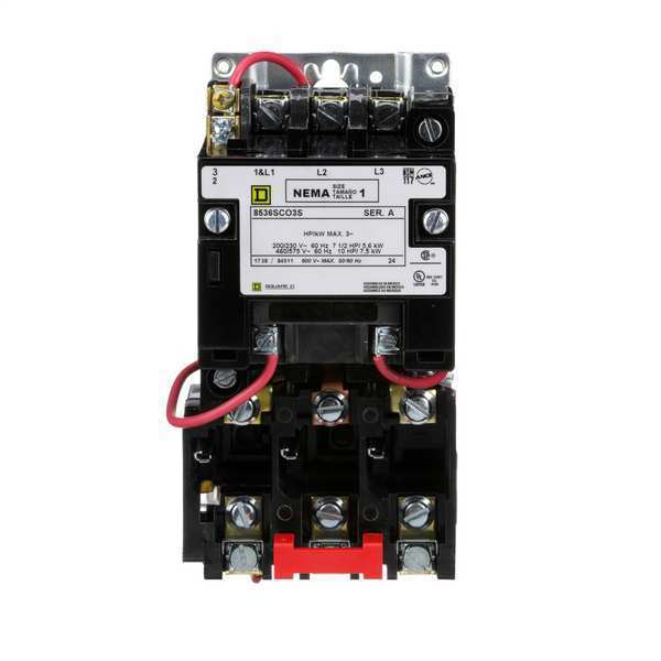 Nonreversing Magnetic Motor Starter, No Enclosure NEMA Rating, 24V AC, 3 Poles