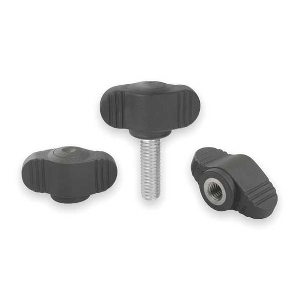Wing Grip, Mini, D=8-32X20 A=28, Form: L, Plastic Black, Comp: Steel, Blue-Passivated