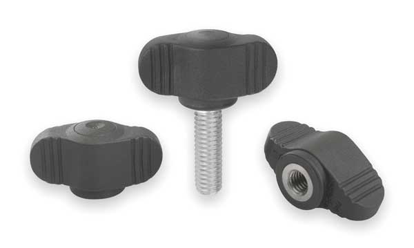 Wing Grip, Mini, D=M06 A=28, H=15, Form: K, Plastic Black, Comp: Brass