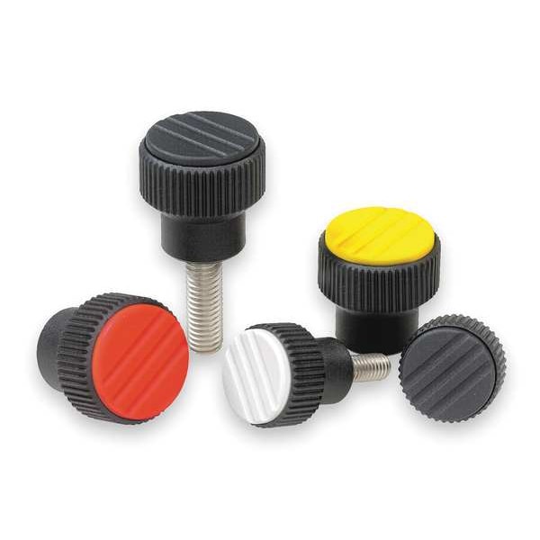 Knurled Knob, Thermoplastic, Black, D= M05, D1= 21, H= 22, Comp: Steel, Cap: Black