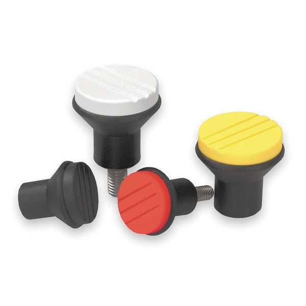 Mushroom Knob, Thermoplastic, Size: 2, D= 1/4-20X30, D1= 25, Comp: Steel, Cap: Black
