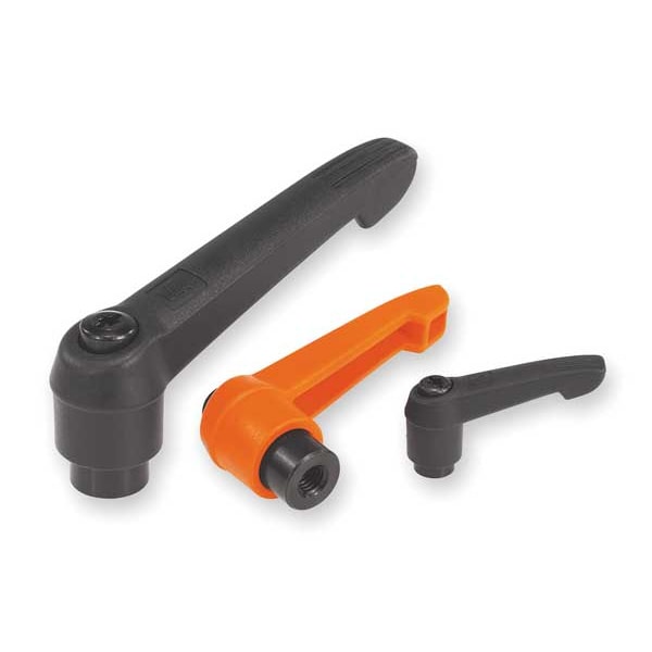 Adjustable Handle Size: 4 M10, Plastic Black RAL 7021, Comp: Stainless Steel