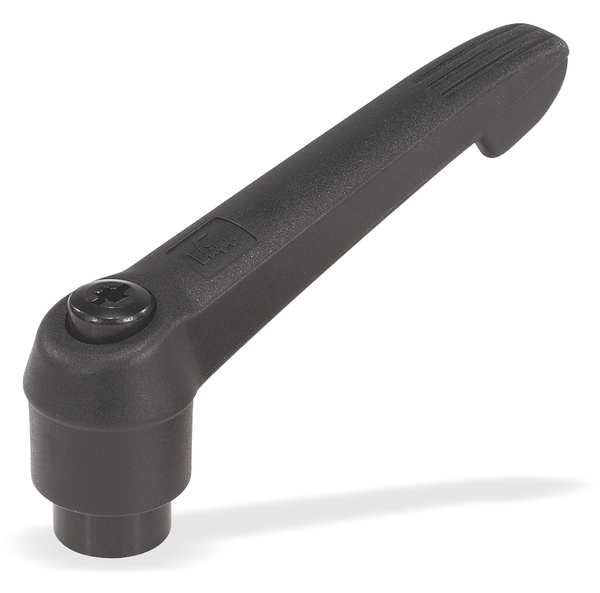 Adjustable Handle Size: 5, , 5/8-11, Plastic, Black RAL 7021, Comp: Steel
