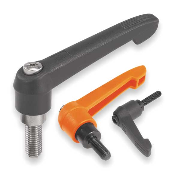 Adjustable Handle Size: 2, 5/16-18X50, Plastic, Black RAL 7021, Comp: Steel