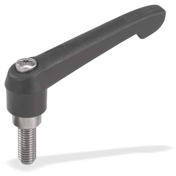 Adjustable Handle Size: 2, 5/16-18X50, Plastic, Black RAL 7021, Comp: Steel