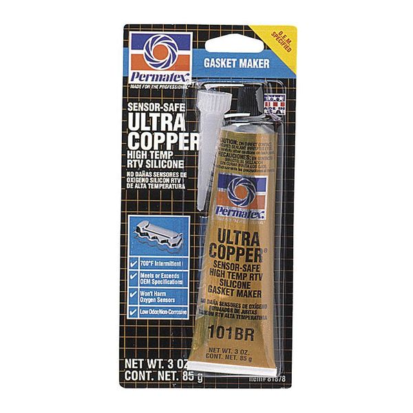 Maximum Temp. Resistance RTV Silicone Sealant, 3 oz, Copper, Temp Range -65 to 700 Degrees F