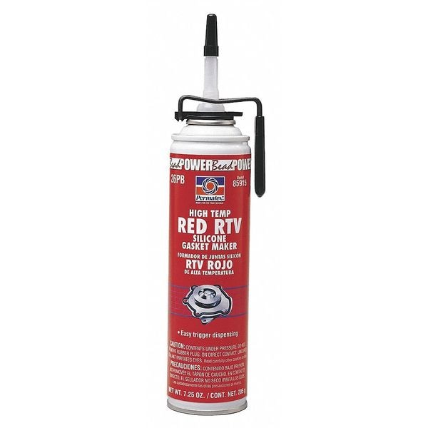 High Temp. RTV Silicone Sealant, 7.5 oz, Red, Temp Range -65 to 650 Degrees F
