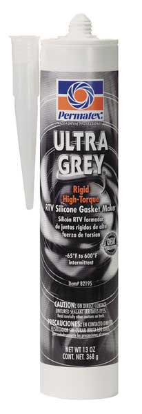 Rigid, High Torque RTV Silicone Sealant, 13 oz, Gray, Temp Range -65 to 500 Degrees F