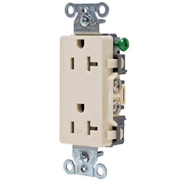 Receptacle, 20 A Amps, 125V AC, Flush Mount, Decorator Duplex Outlet, 5-20R, Light Almond