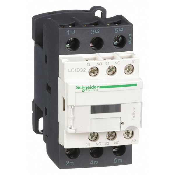 IEC Magnetic Contactor, 3 Poles, 32 A Full Load Amps-Inductive, 24V AC, 50/60 Hz, 1NO/1NC
