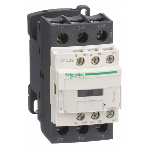 IEC Magnetic Contactor, 3 Poles, 32 A Full Load Amps-Inductive, 120V AC, 50/60 Hz, 1NO/1NC