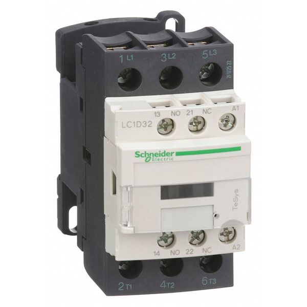 IEC Magnetic Contactor, 3 Poles, 32 A Full Load Amps-Inductive, 240V AC, 50/60 Hz, 1NO/1NC