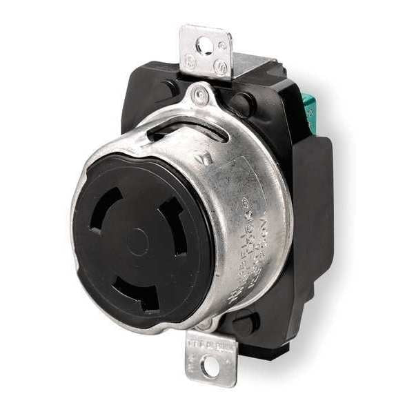 50A Marine Twist-Lock Receptacle 2P 3W 125VAC BK