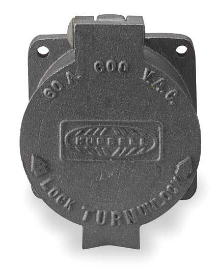 60A Locking Receptacle 3P 4W 600VAC BK