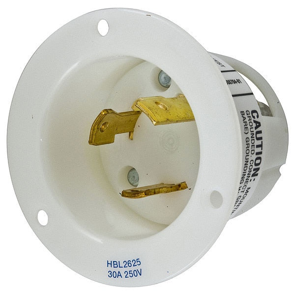 30A Flanged Twist-Lock Inlet 2P 3W 250VAC L6-30P WT