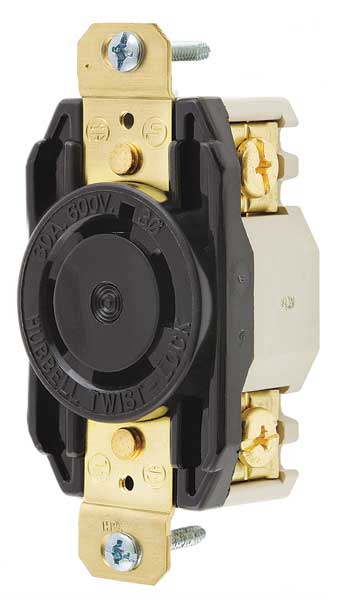 30A Twist-Lock Receptacle 3P 4W 600VAC L17-30R BK