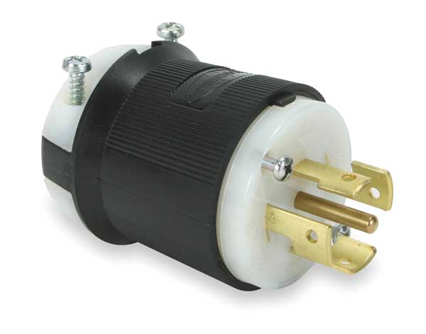 20/10A Twist-Lock Plug 4P 5W 250/600VAC BK/WT