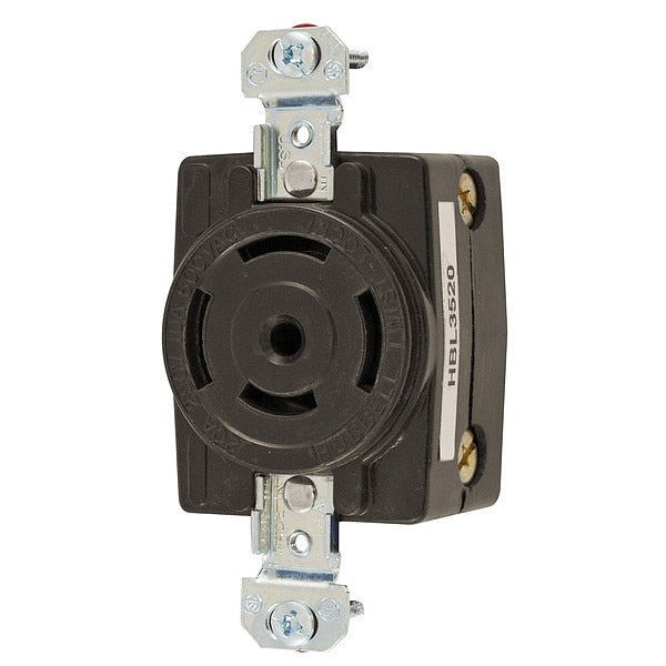 20/10A Twist-Lock Receptacle 4P 5W 250/600VAC BK