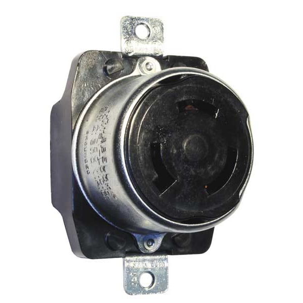50A Twist-Lock Receptacle 2P 3W 600VAC/250VDC BK