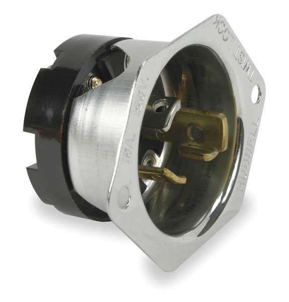 15A Flanged Locking Inlet 2P 3W 125VAC L5-15P BK