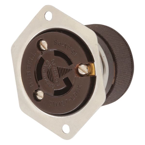15A Flanged Locking Receptacle 2P 3W 125VAC