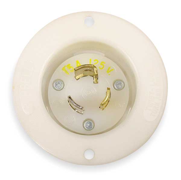 15A Flanged Twist-Lock Inlet 2P 3W 125VAC L5-15P WT