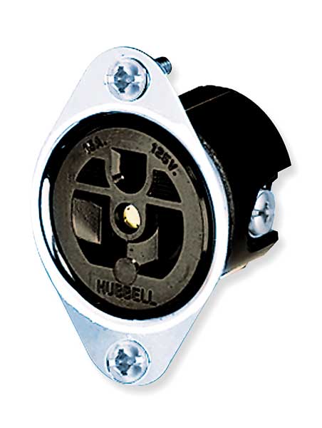 Flanged Receptacle, 15 A Amps, 125V AC, Panel Mount, Single Outlet, 5-15R, Brown
