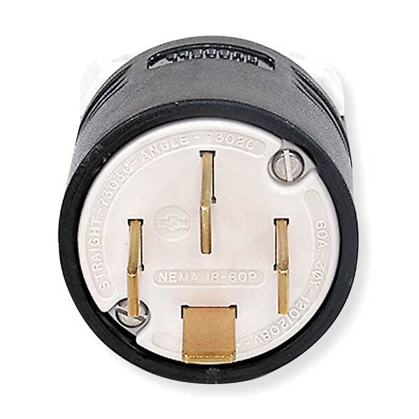 4 Wire Industrial Straight Blade Plug 120/208VAC 60A