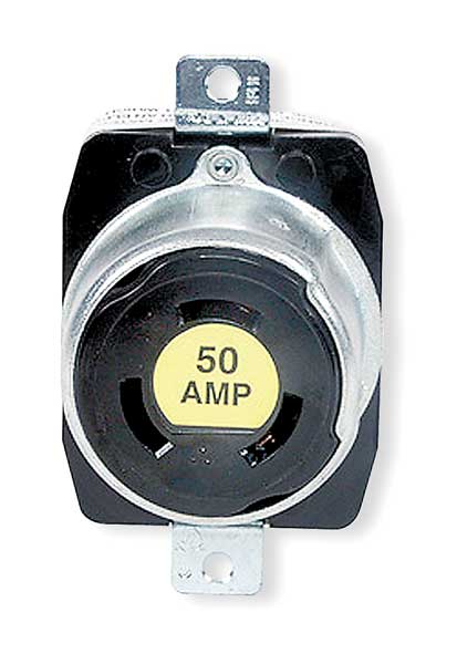 50A Twist-Lock Receptacle 3P 4W 600VAC/250VDC BK