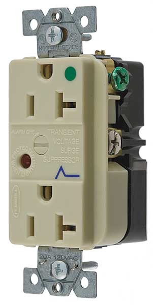 Receptacle, 20 A Amps, 125V AC, Flush Mount, Decorator Duplex Outlet, 5-20R, Ivory