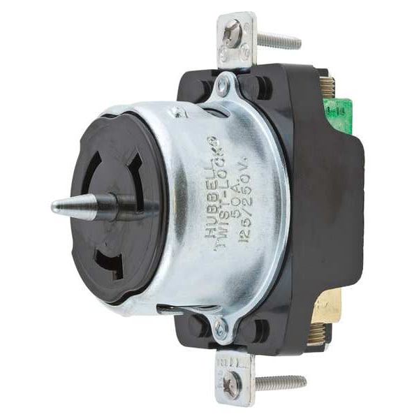 50A Locking Receptacle 2P 3W 125VAC BK
