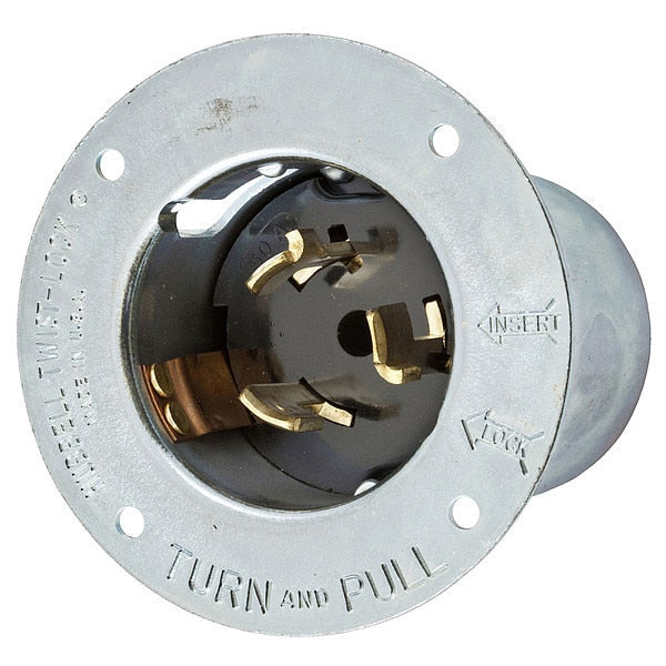 50A Flanged Twist-Lock Inlet 3P 4W 125/250VAC BK