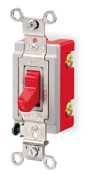 Wall Switch, 3-Way, 120/277V, 20A, Red, Toggl