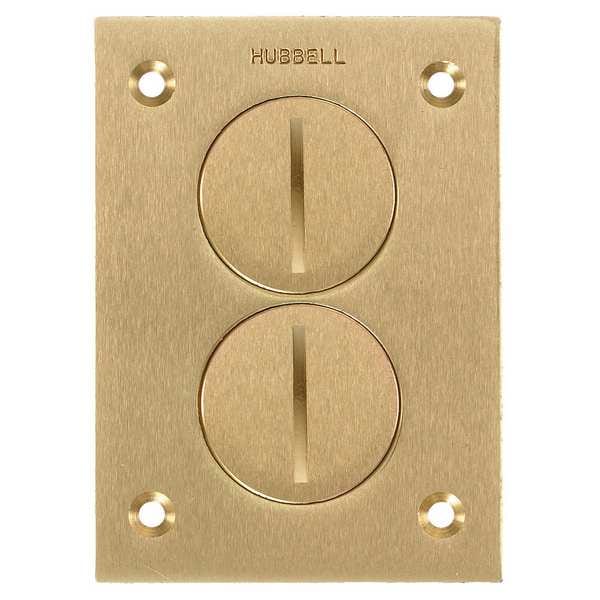 Floor Box Cover, Rectangular, 2-Gang, Brass