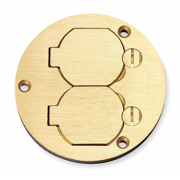 2-Gang Round Floor Box Cover Brass