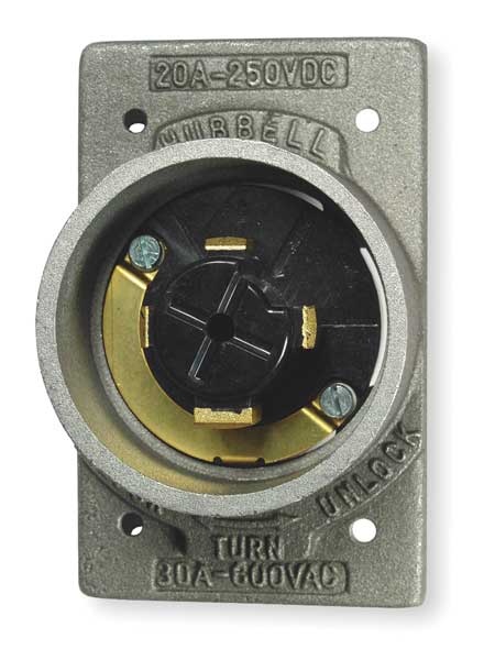 30/20A Flanged Locking Inlet 3P 4W 600VAC/250VDC