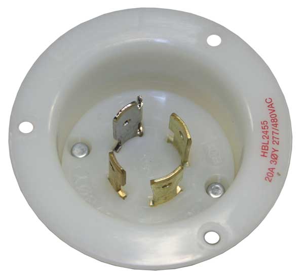 20A Flanged Locking Inlet 4P 4W 277/480VAC L19-20P WT