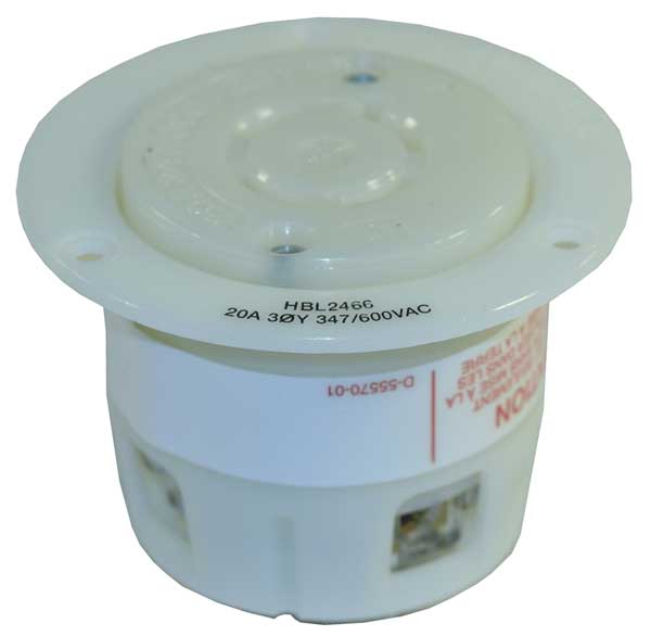 20A Flanged Locking Receptacle 4P 4W 347/600VAC