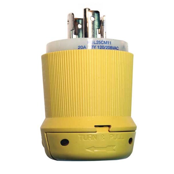 20A Marine Locking Plug 4P 5W 120/208VAC L21-20P YL/WT