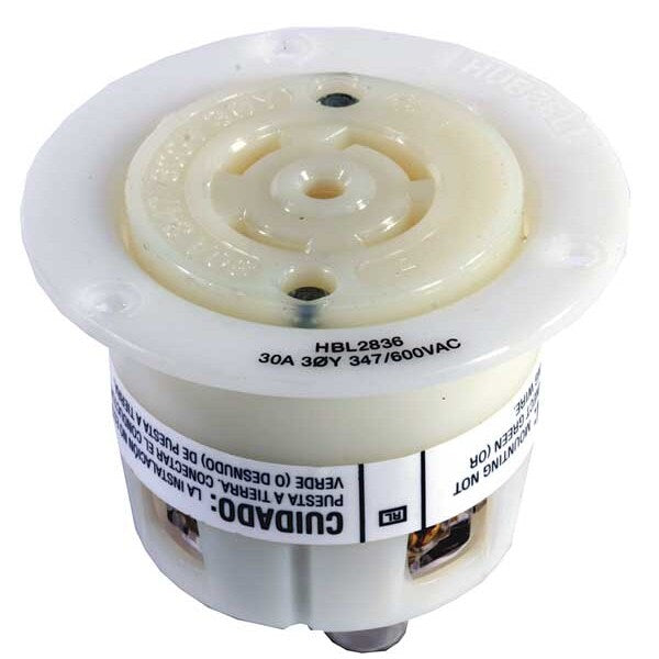 30A Flanged Locking Receptacle 4P 5W 347/600VAC