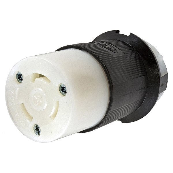 30A Locking Connector 2P 3W 250VAC BK/WT