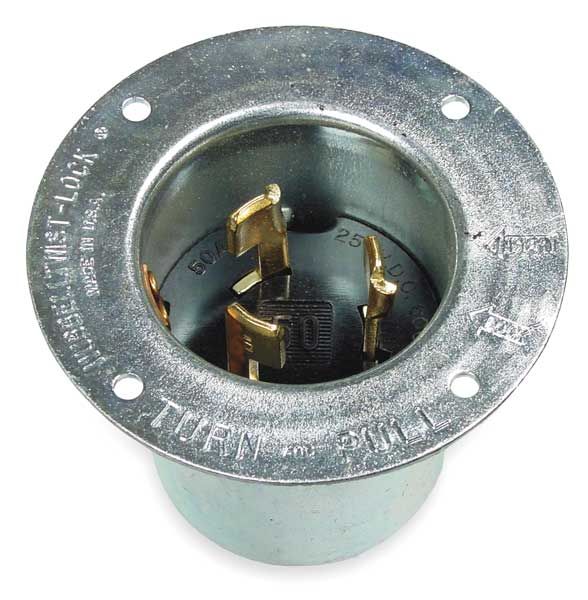 50A Flanged Locking Inlet 3P 4W 600VAC/250VDC