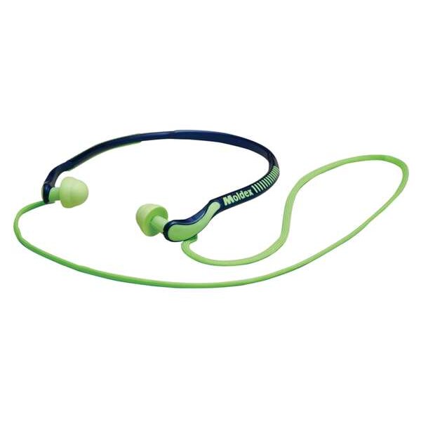 Reusable Banded Ear Plugs, Bell Shape, 25 dB, 1 Pairs, Bright Green