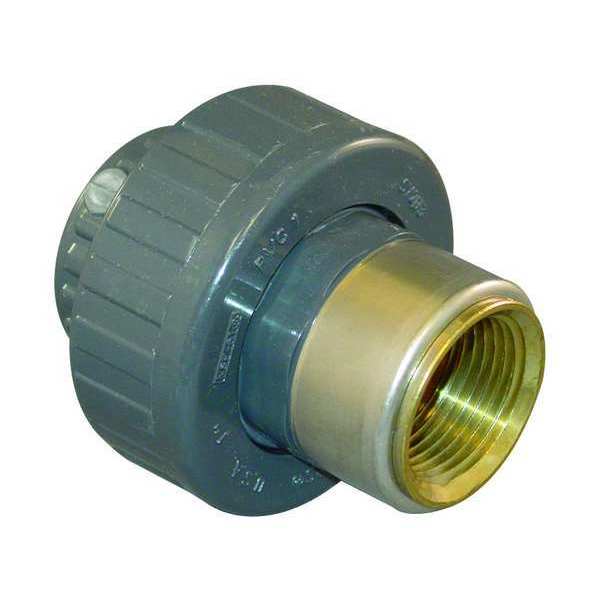 PVC, Brass Union, FNPT x Socket, 1 in Pipe Size