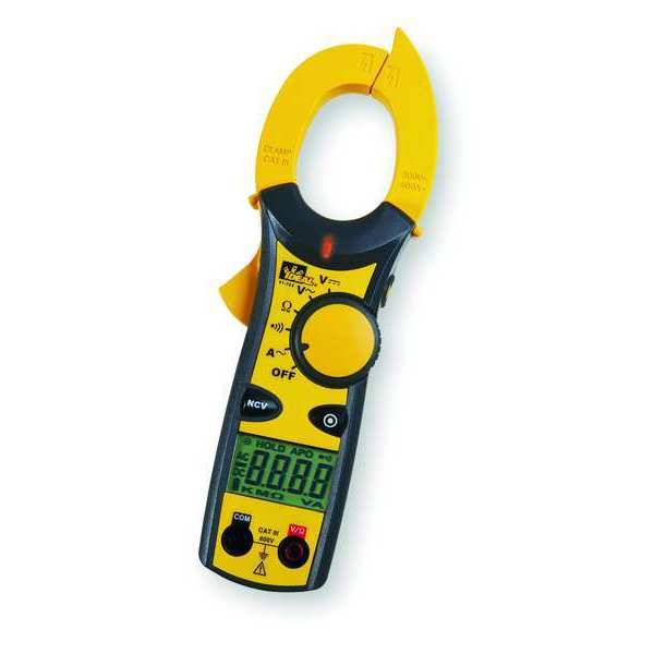 Clamp Meter, LCD, 600 A, 1.5 in (38 mm) Jaw Capacity, Cat III 600V Safety Rating