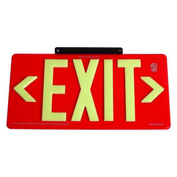 Exit Sign, 8 5/8 in x 15 7/8 in, Plastic