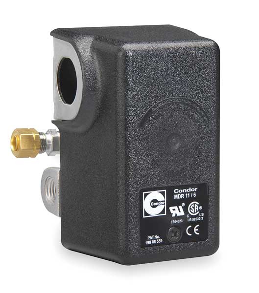 Pressure Switch, (4) Port, 1/4 in FNPT, DPST, 25 to 160 psi, Standard Action