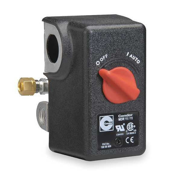 Pressure Switch, (4) Port, 1/4 in FNPT, DPST, 40 to 175 psi, Standard Action