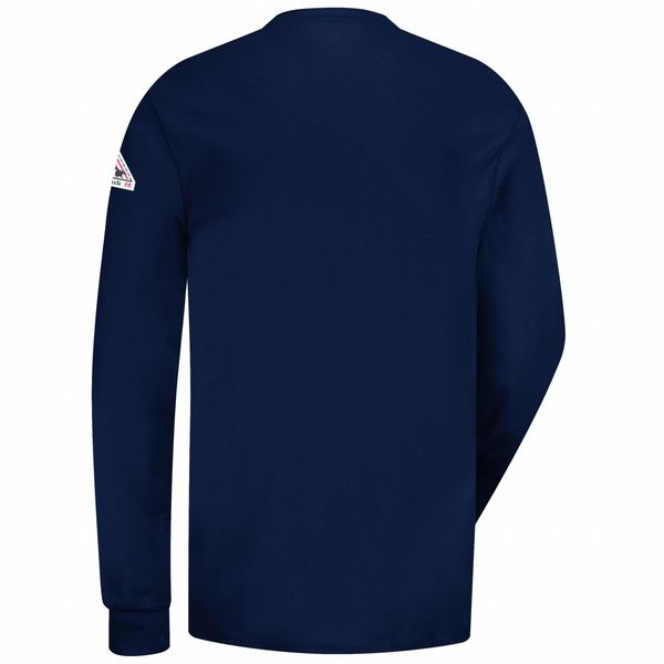 Flame Resistant Henley Shirt, Navy, Cotton, LT